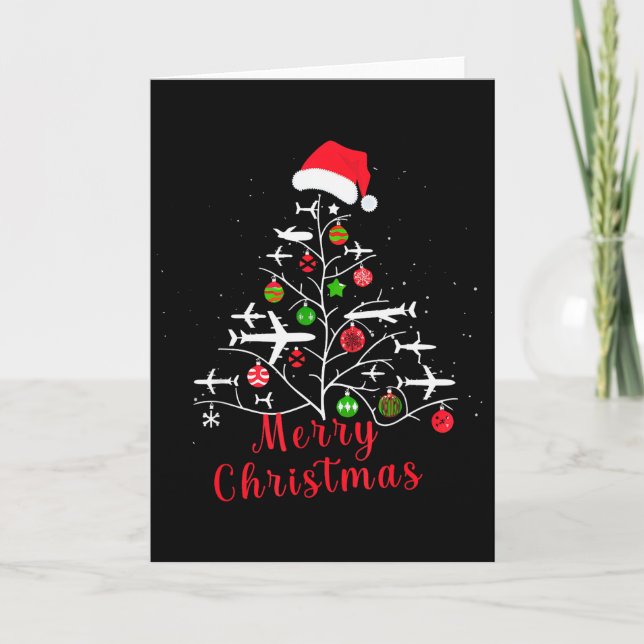 Aeroplane Christmas Tree Xmas For Men Women Youths Card (Front)