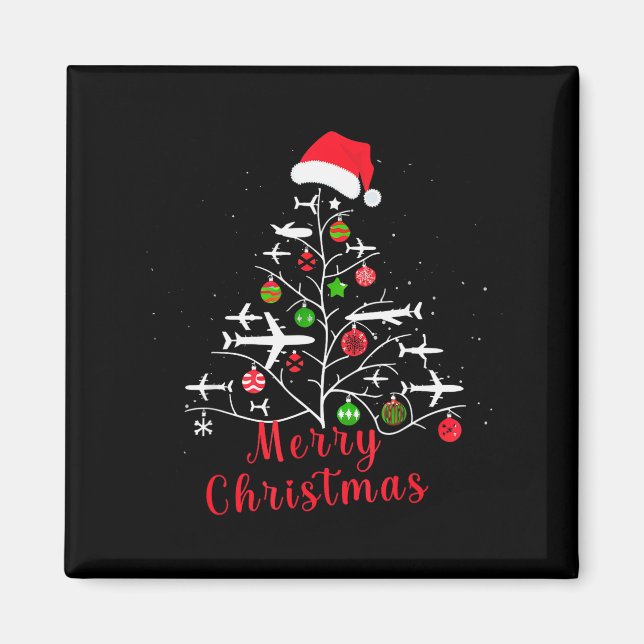 Aeroplane Christmas Tree Xmas For Men Women Youths Magnet (Front)
