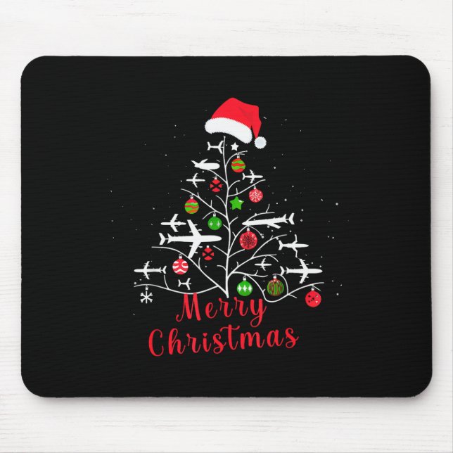 Aeroplane Christmas Tree Xmas For Men Women Youths Mouse Mat (Front)