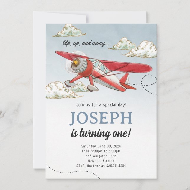 Aeroplane Classic Vintage Birthday Party Invitatio Invitation (Front)