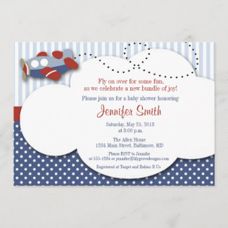 Aeroplane Cloud 1 Baby Shower Invitation