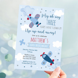 Aeroplane Clouds Boy Birthday Invitation