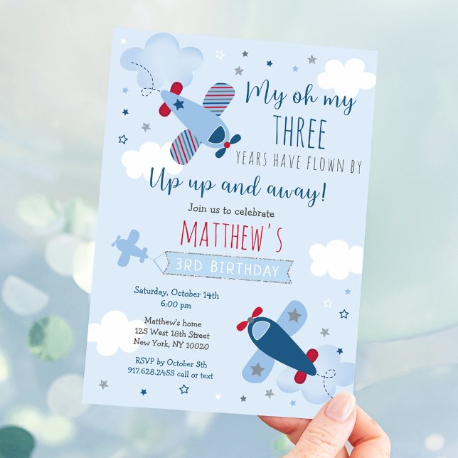 Aeroplane Clouds Boy Birthday Invitation (Creator Uploaded)
