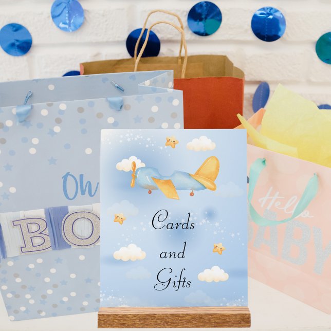 Aeroplane,Clouds & Stars, Blue, Baby Boy,Cute Acrylic Sign (Creator Uploaded)