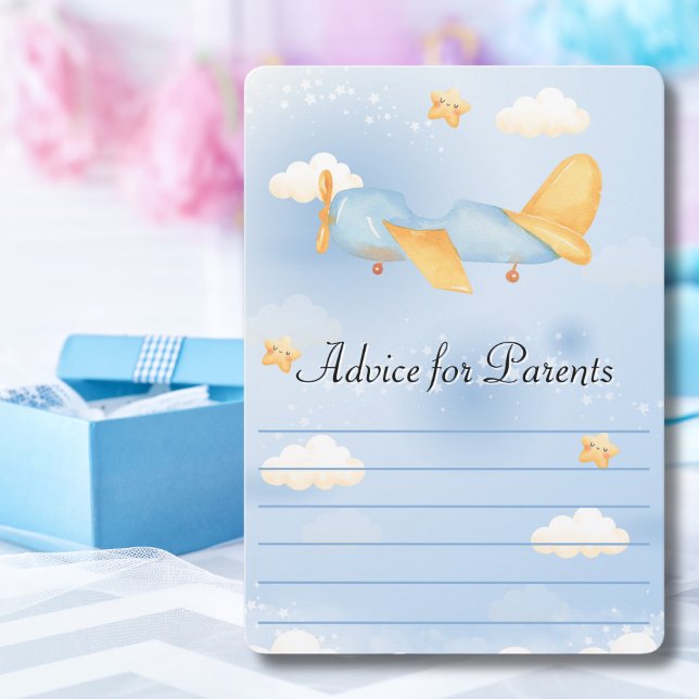 Aeroplane,Clouds & Stars, Blue, Baby Boy,Cute  Holiday Card (Creator Uploaded)