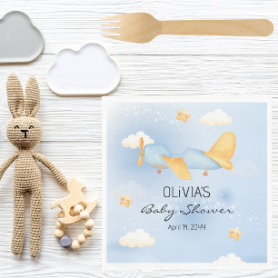 Aeroplane,Clouds & Stars, Blue, Baby Boy,Cute Napkin