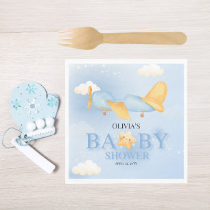 Aeroplane,Clouds & Stars, Blue, Baby Boy,Cute Napkin