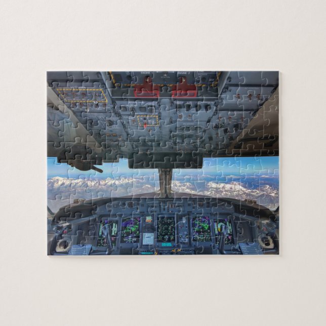 Aeroplane Cockpit view over the Alps Jigsaw Puzzle (Horizontal)