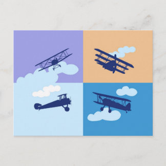 Aeroplane collage on pastel colours. postcard