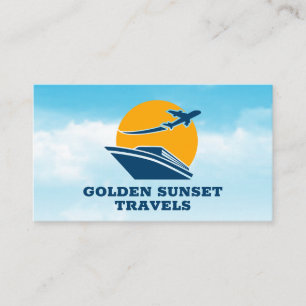 Aeroplane Cruise line Sunset Logo Business Card