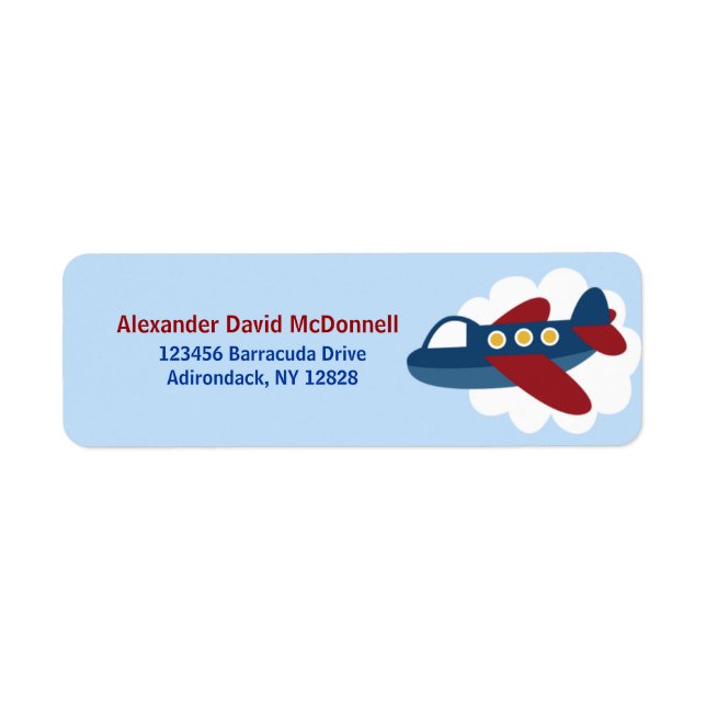 Aeroplane Custom Address Labels (Front)