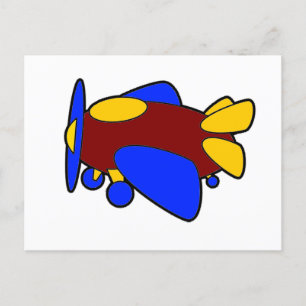 Aeroplane Cute Colourful Cartoon Kids Plane Postcard