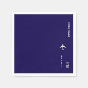 Aeroplane Dark-Blue Personalised Napkin