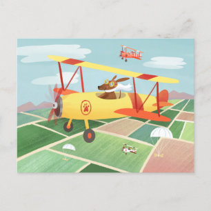 Aeroplane Delivery Dogs Postcard