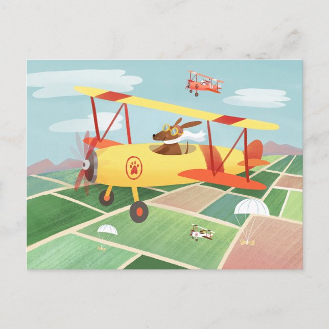 Aeroplane Delivery Dogs Postcard (Front)