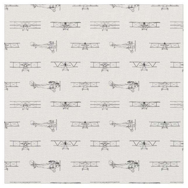 Aeroplane Diagrams Pattern Vintage Planes Aircraft Fabric (Close Up)