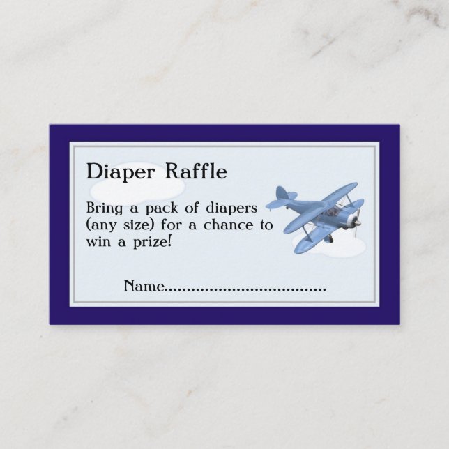 Aeroplane Diaper Raffle Tickets, Clouds and Sky Enclosure Card (Front)