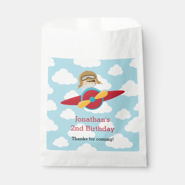 Aeroplane Favour Bags with Pilot Cloud Background (Front)