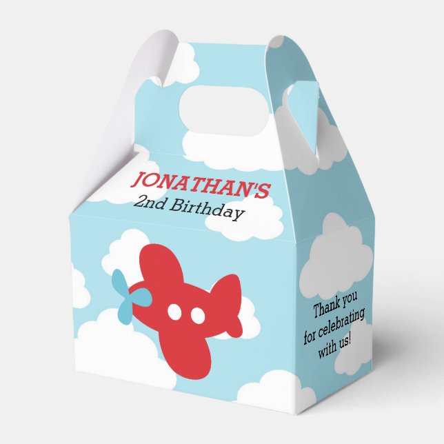Aeroplane Favour Boxes (Blue & Red) (Front Side)