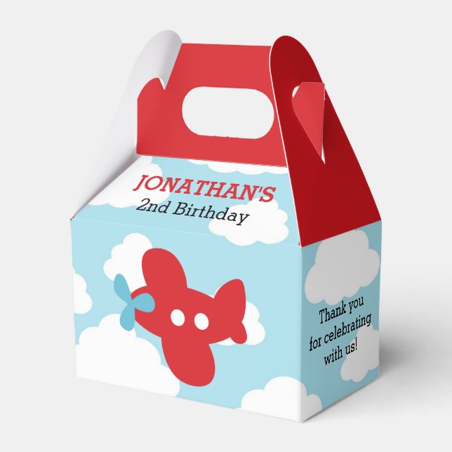 Aeroplane Favour Boxes (Blue & Red) (Front Side)