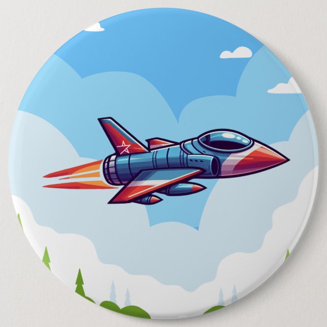 aeroplane/fighter jet 6 cm round badge (Front)