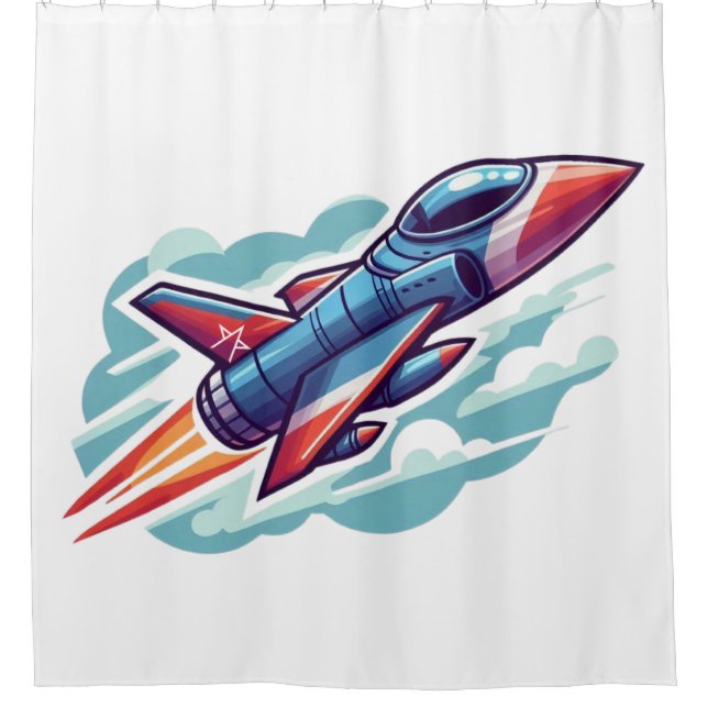 aeroplane/fighter jet shower curtain (Front)