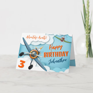 Aeroplane Fighter Pilot Boy Birthday Card