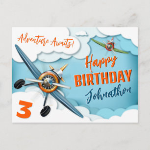 Aeroplane Fighter Pilot Boy Birthday Postcard