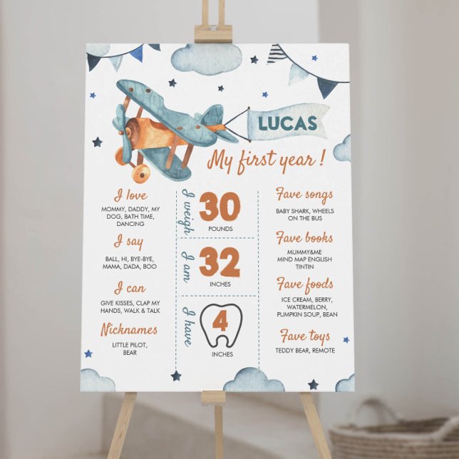 Aeroplane First Birthday Milestone Poster (Creator Uploaded)