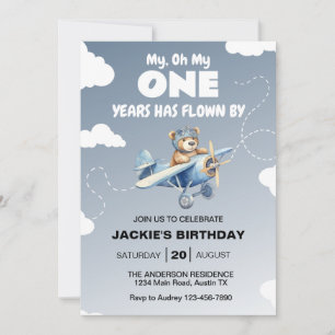 Aeroplane First Birthday Party Invitation