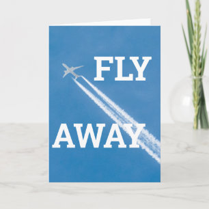 Aeroplane fly in the blue sky card