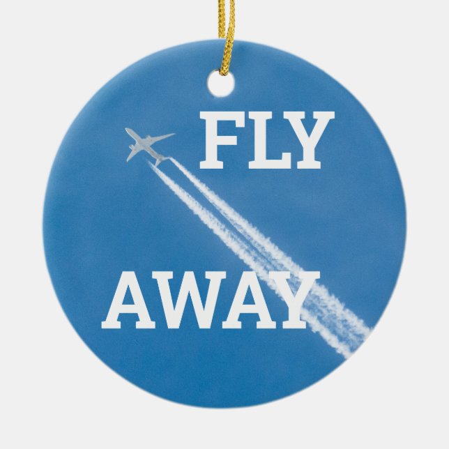 Aeroplane fly in the blue sky ceramic tree decoration (Front)