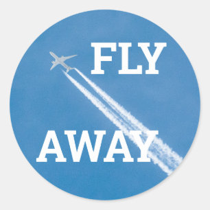 Aeroplane fly in the blue sky classic round sticker