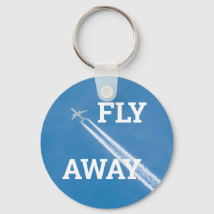 Aeroplane fly in the blue sky key ring