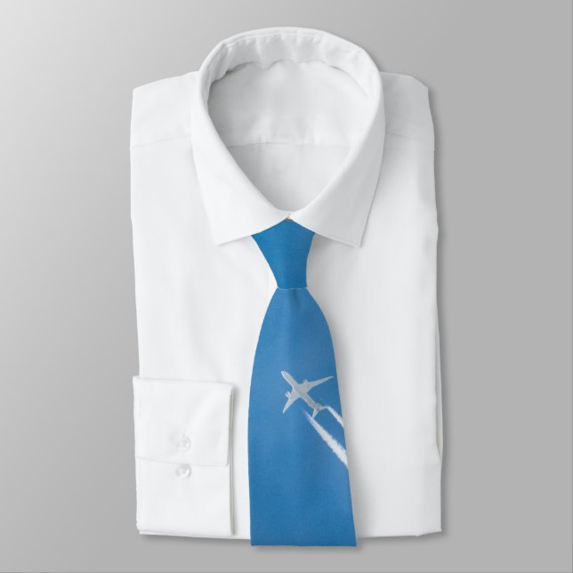 Aeroplane fly in the blue sky tie (Tied)
