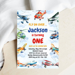 Aeroplane Fly On Over Boy Birthday Invitation