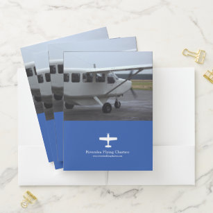 Aeroplane flying charters or flying school blue pocket folder