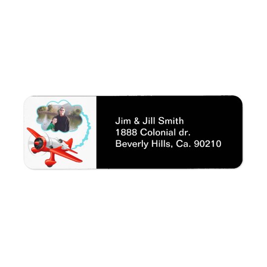 Aeroplane Flying High Add Your Photo Return Address Label