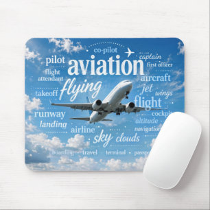 Aeroplane Flying in a Word Cloud Mouse Mat