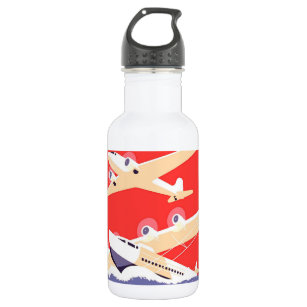 Aeroplane Flying Vintage WPA Colourful 532 Ml Water Bottle