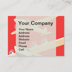 Aeroplane Flying Vintage WPA Colourful Business Card
