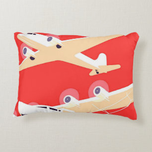 Aeroplane Flying Vintage WPA Colourful Decorative Cushion