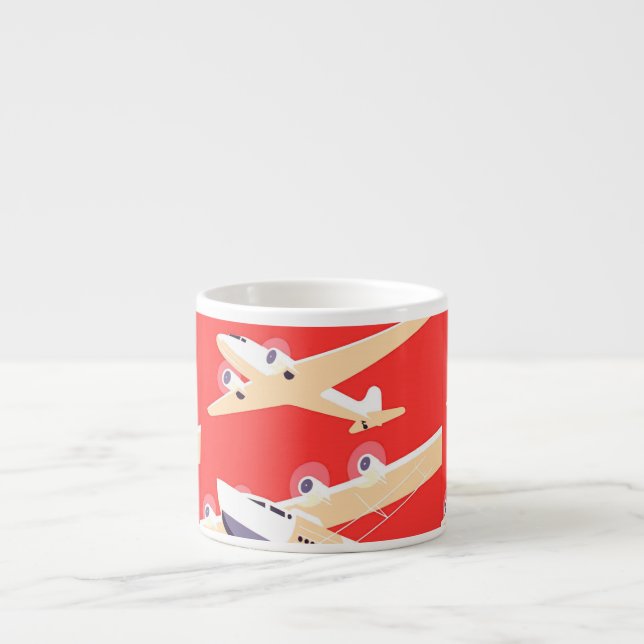 Aeroplane Flying Vintage WPA Colourful Espresso Cup (Front)