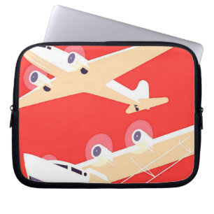Aeroplane Flying Vintage WPA Colourful Laptop Sleeve