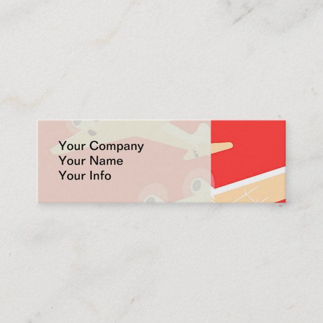 Aeroplane Flying Vintage WPA Colourful Mini Business Card (Front)