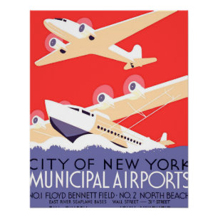 Aeroplane Flying Vintage WPA Colourful Poster