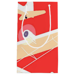 Aeroplane Flying Vintage WPA Colourful Small Gift Bag