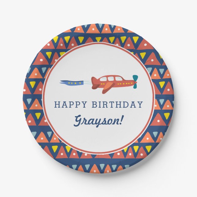 Aeroplane Fun Birthday Paper Plates (Front)