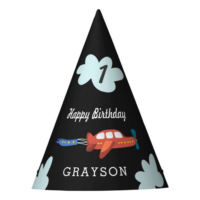 Aeroplane Fun Personalised Party Hat (Front)