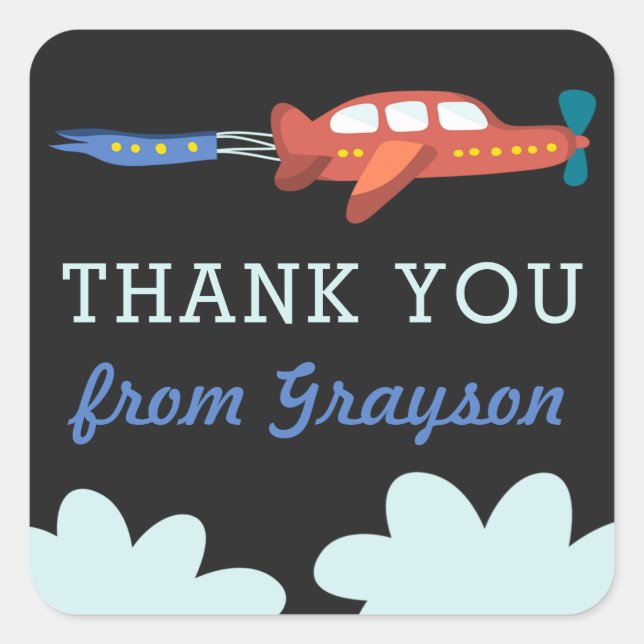 Aeroplane Fun Personalised Thank You Stickers (Front)